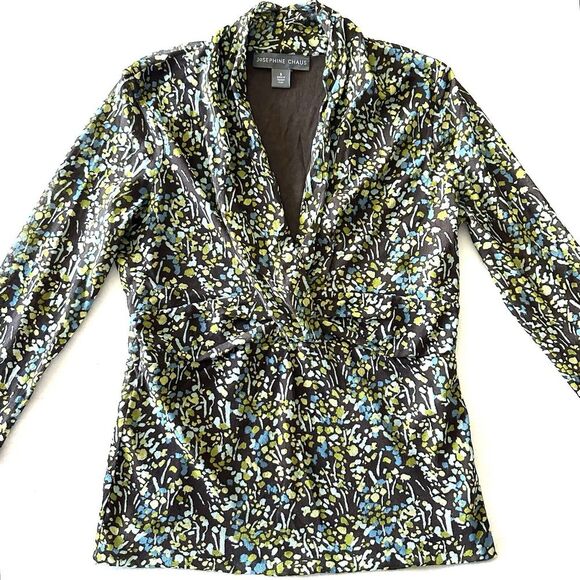 Josephine Chaus Tops - Josephine Chaus Women 8 Nylon Ruched Top Forest Fairy Sheer Earthy Mesh